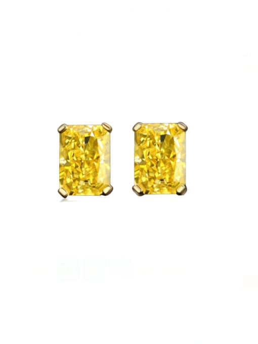 Yellow [E 0228] 925 Sterling Silver Cubic Zirconia Rectangle Luxury Stud Earring
